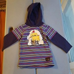 Boys long sleeve top with attached hood